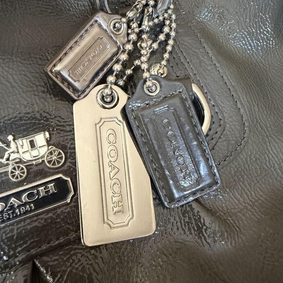 COACH Madison Sabrina Patent Leather Satchel 14179 Olive-Grey Shoulder Bag - Picture 3 of 16